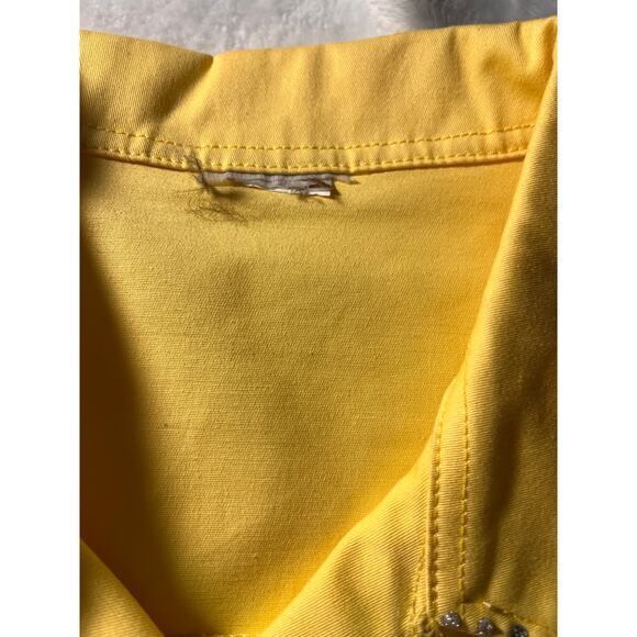 Yellow Rhinestone Studded Western Denim Jacket Snap Buttons Cowboy Rodeo - Picture 9 of 11